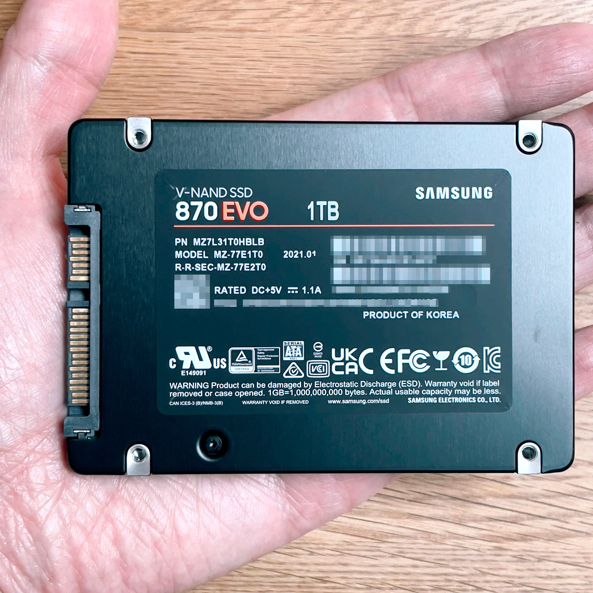 3位：Samsung 870 EVO 1TB SATA MZ-77E1T0B/EC